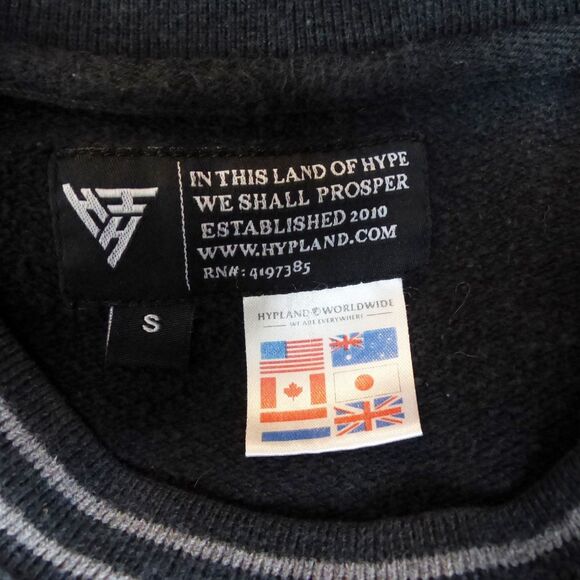 Hypland Sweatshirt Mens S Black Pastel Color Block Panels Pockets Crewneck 90s - Picture 6 of 15